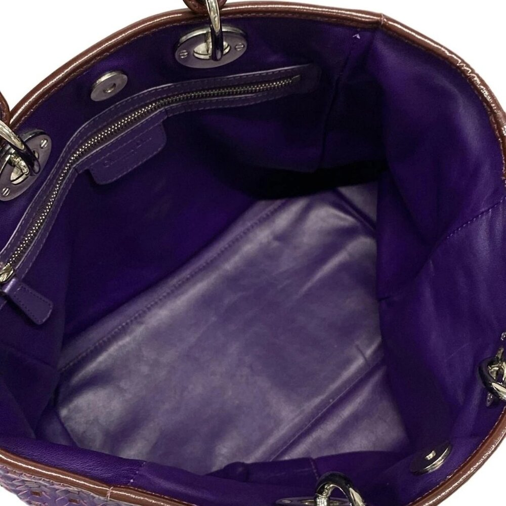 Auth DIOR/ChristianDior - Purple Leather Patent Leather Tote Bag - Picture 7 of 15